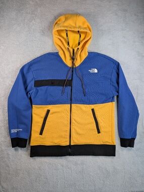 The North Face Hoodie Jacket Mens M Blue Yellow Colorblock Full Zip